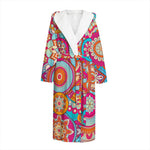 Retro Bohemian Mandala Pattern Print Hooded Bathrobe