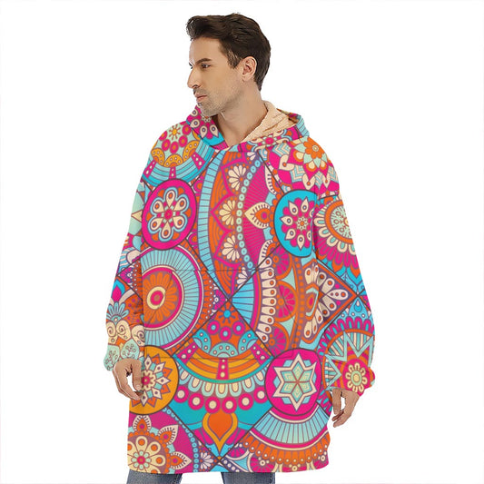 Retro Bohemian Mandala Pattern Print Hoodie Blanket