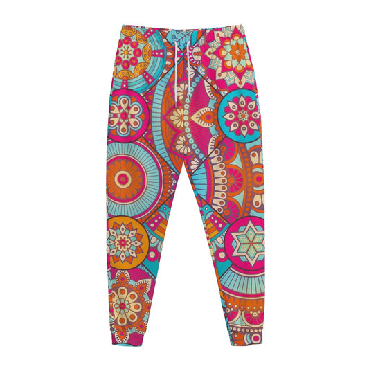 Retro Bohemian Mandala Pattern Print Jogger Pants