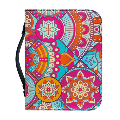 Retro Bohemian Mandala Pattern Print Leather Bible Cover