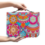 Retro Bohemian Mandala Pattern Print Leather Bible Cover