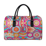 Retro Bohemian Mandala Pattern Print Leather Duffle Bag