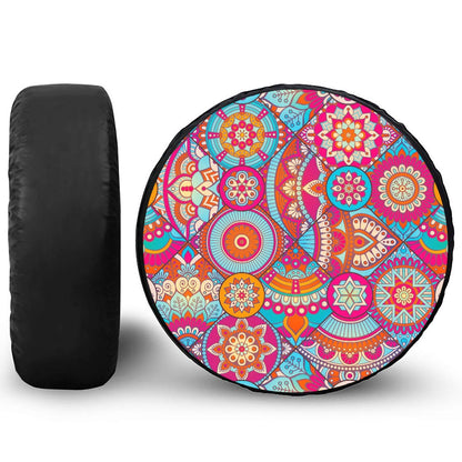 Retro Bohemian Mandala Pattern Print Leather Spare Tire Cover