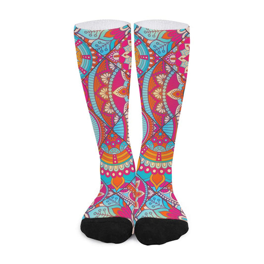 Retro Bohemian Mandala Pattern Print Long Socks
