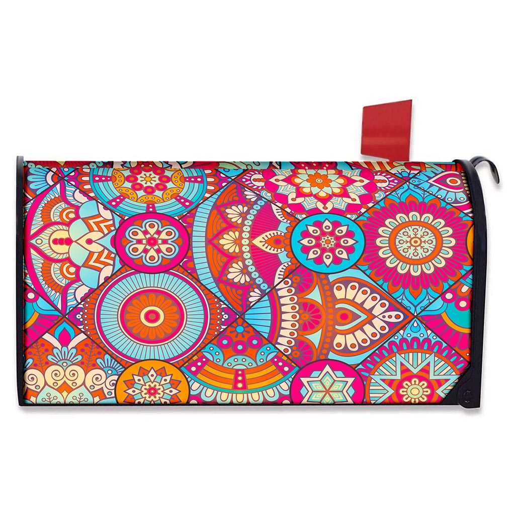 Retro Bohemian Mandala Pattern Print Mailbox Cover
