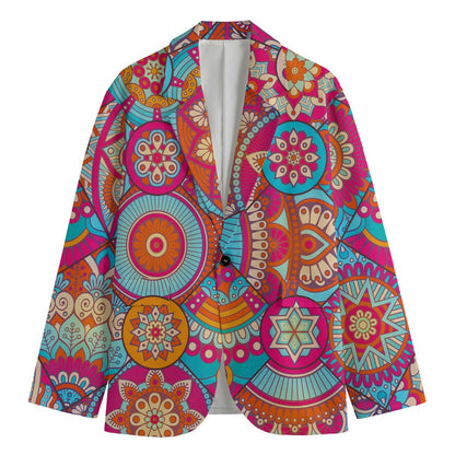 Retro Bohemian Mandala Pattern Print Men's Blazer