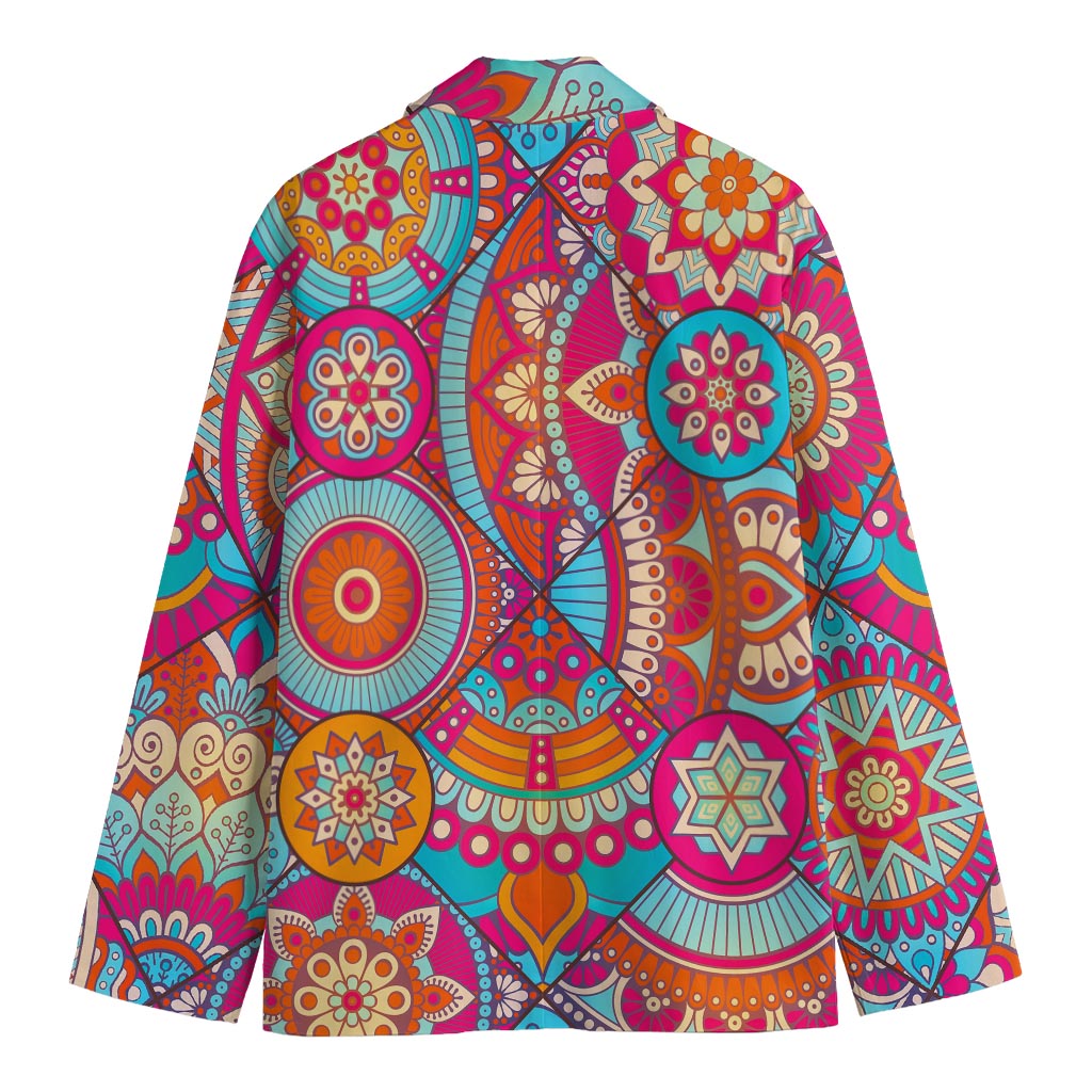 Retro Bohemian Mandala Pattern Print Men's Blazer