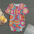 Retro Bohemian Mandala Pattern Print Men's Bodysuit