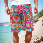 Retro Bohemian Mandala Pattern Print Men's Cargo Shorts