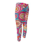 Retro Bohemian Mandala Pattern Print Men's Compression Pants