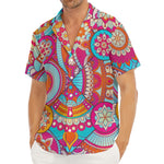 Retro Bohemian Mandala Pattern Print Men's Deep V-Neck Shirt