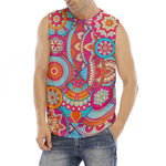 Retro Bohemian Mandala Pattern Print Men's Fitness Tank Top