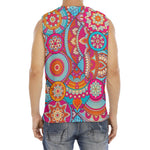 Retro Bohemian Mandala Pattern Print Men's Fitness Tank Top