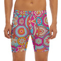 Retro Bohemian Mandala Pattern Print Men's Long Boxer Briefs