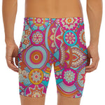 Retro Bohemian Mandala Pattern Print Men's Long Boxer Briefs