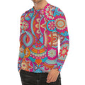 Retro Bohemian Mandala Pattern Print Men's Long Sleeve Rash Guard