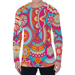 Retro Bohemian Mandala Pattern Print Men's Long Sleeve T-Shirt