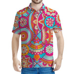 Retro Bohemian Mandala Pattern Print Men's Polo Shirt