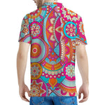 Retro Bohemian Mandala Pattern Print Men's Polo Shirt