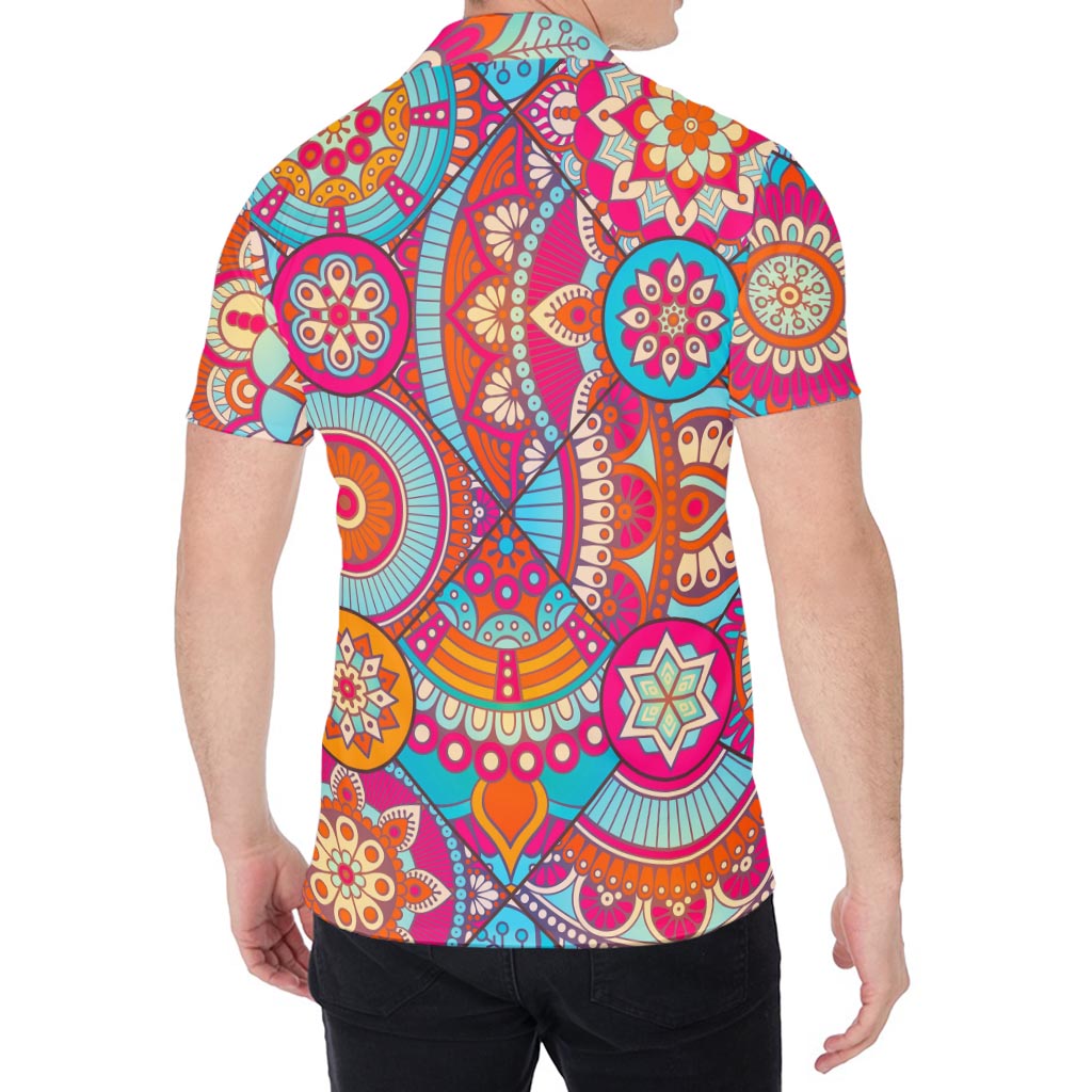 Retro Bohemian Mandala Pattern Print Men's Shirt