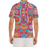 Retro Bohemian Mandala Pattern Print Men's Short Sleeve Rash Guard
