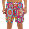 Retro Bohemian Mandala Pattern Print Men's Split Running Shorts