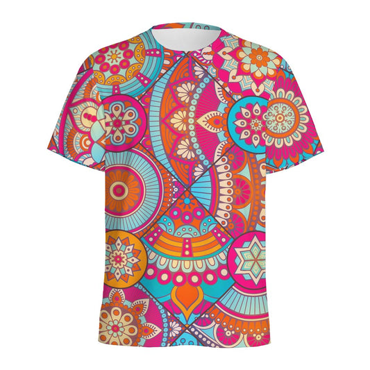 Retro Bohemian Mandala Pattern Print Men's Sports T-Shirt