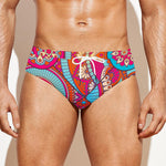 Retro Bohemian Mandala Pattern Print Men's Swim Briefs