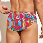 Retro Bohemian Mandala Pattern Print Men's Swim Briefs