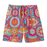 Retro Bohemian Mandala Pattern Print Men's Swim Trunks