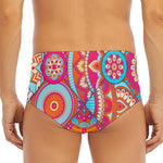 Retro Bohemian Mandala Pattern Print Men's Triangle Swim Briefs