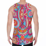 Retro Bohemian Mandala Pattern Print Men's Velvet Tank Top