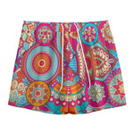 Retro Bohemian Mandala Pattern Print Mesh Shorts