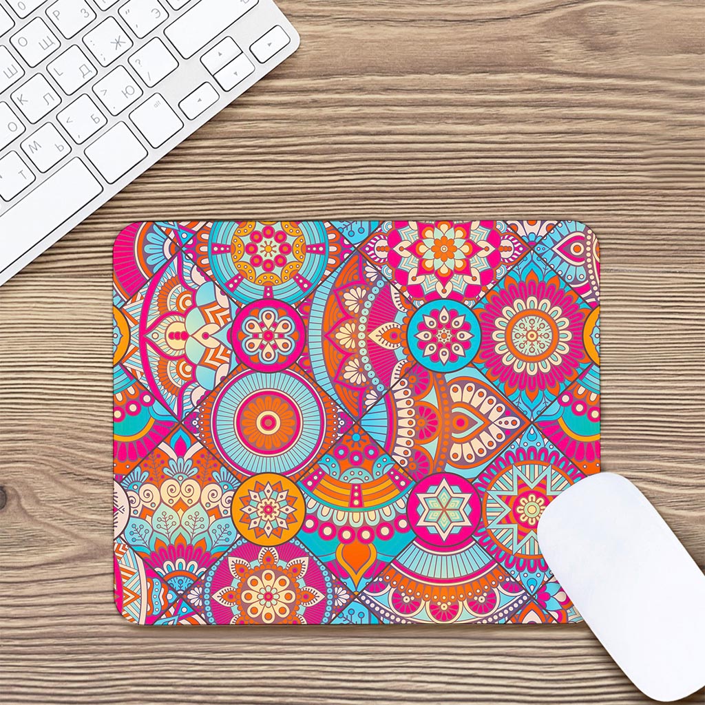 Retro Bohemian Mandala Pattern Print Mouse Pad
