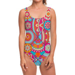 Retro Bohemian Mandala Pattern Print One Piece Swimsuit