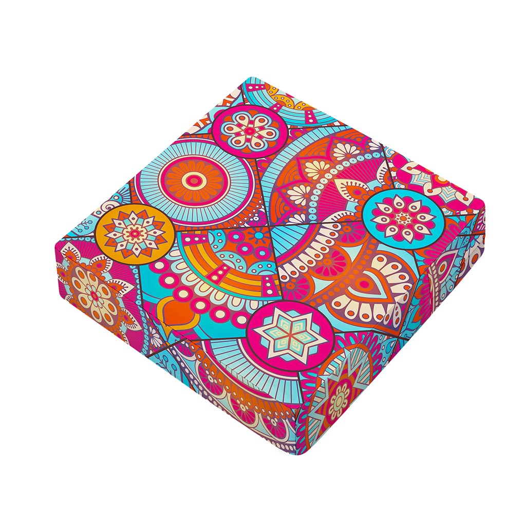 Retro Bohemian Mandala Pattern Print Outdoor Seat Cushion Cover
