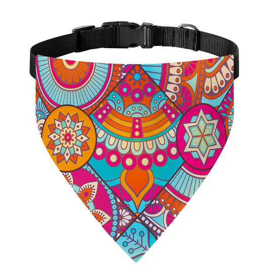 Retro Bohemian Mandala Pattern Print Over The Collar Dog Bandana