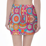 Retro Bohemian Mandala Pattern Print Pencil Mini Skirt