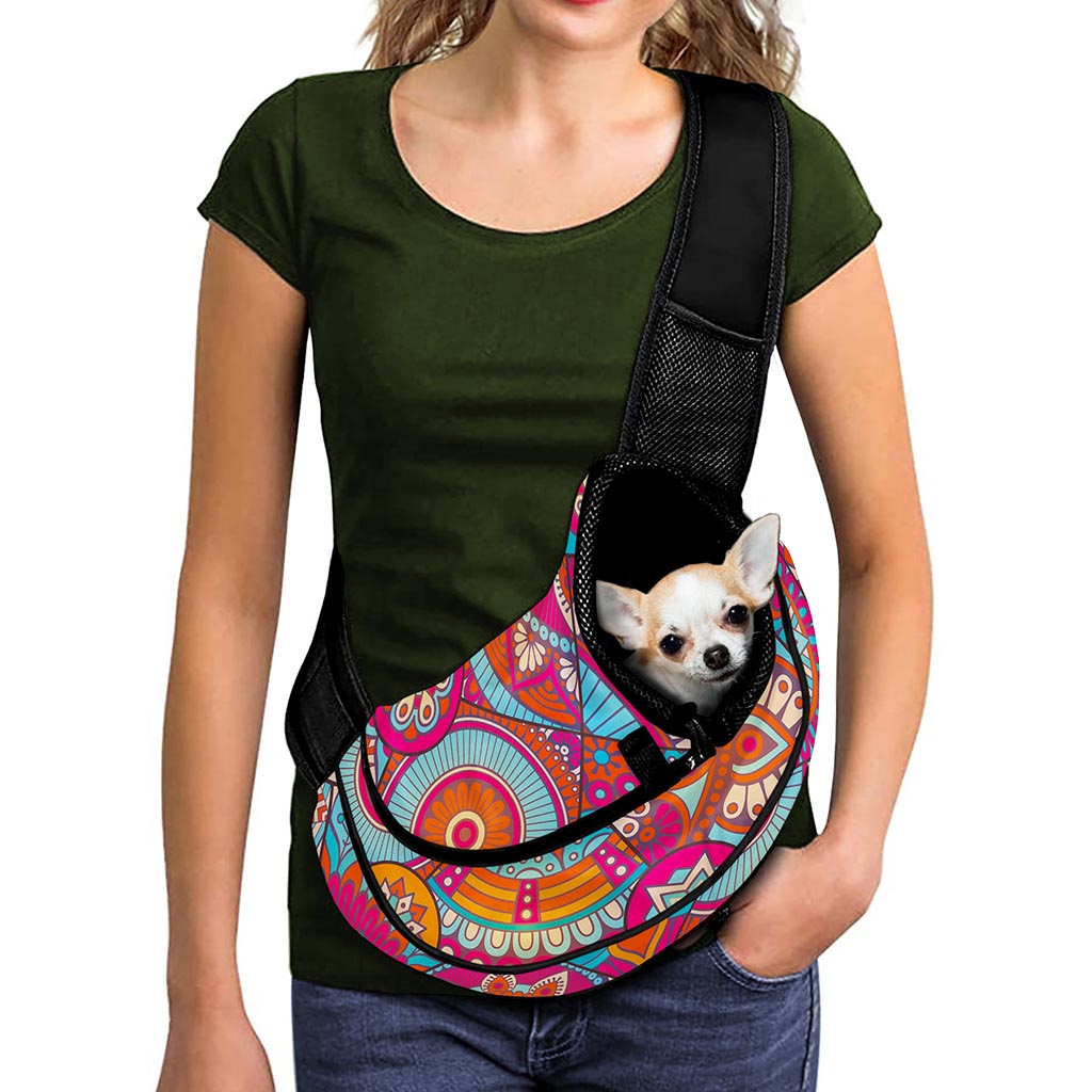 Retro Bohemian Mandala Pattern Print Pet Sling Carrier