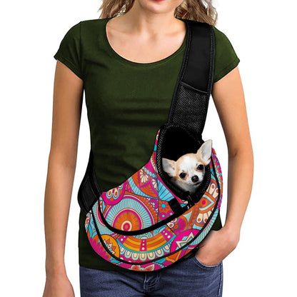 Retro Bohemian Mandala Pattern Print Pet Sling Carrier