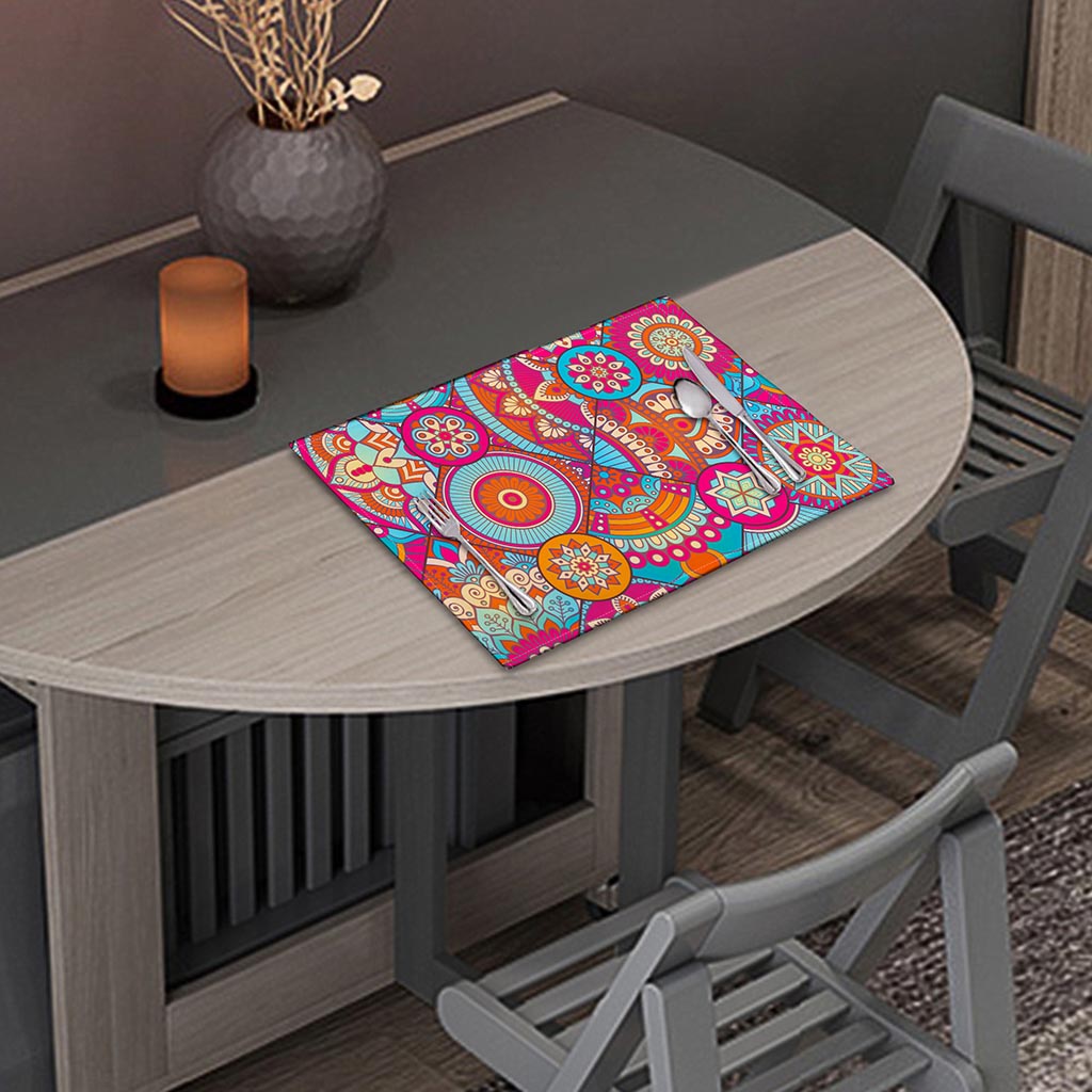 Retro Bohemian Mandala Pattern Print Placemat