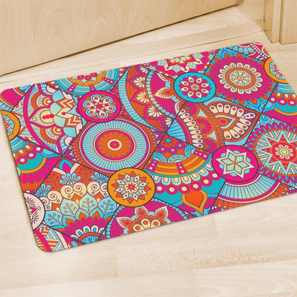 Retro Bohemian Mandala Pattern Print Polyester Doormat