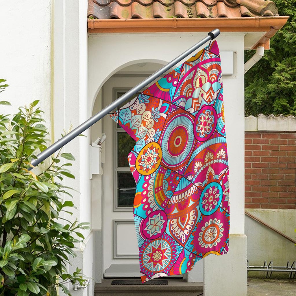 Retro Bohemian Mandala Pattern Print Polyester Flag