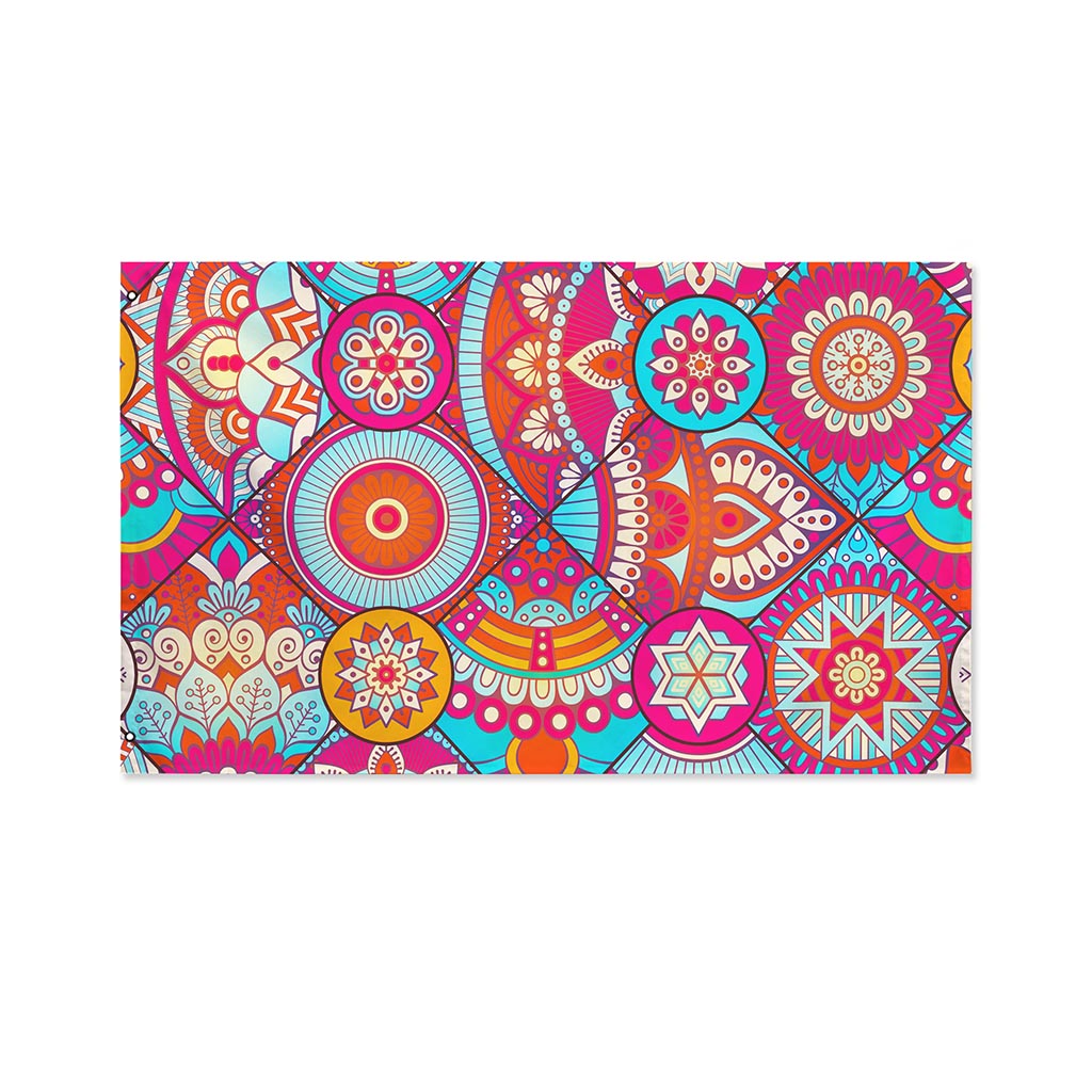 Retro Bohemian Mandala Pattern Print Polyester Flag