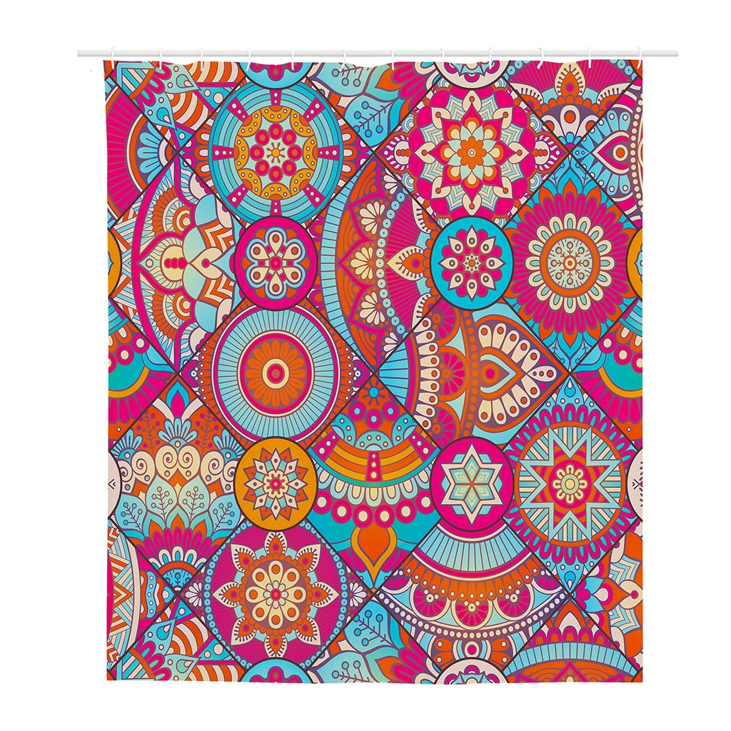 Retro Bohemian Mandala Pattern Print Polyester Shower Curtain