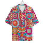 Retro Bohemian Mandala Pattern Print Rayon Hawaiian Shirt