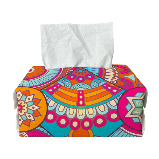Retro Bohemian Mandala Pattern Print Rectangle Tissue Box Cover