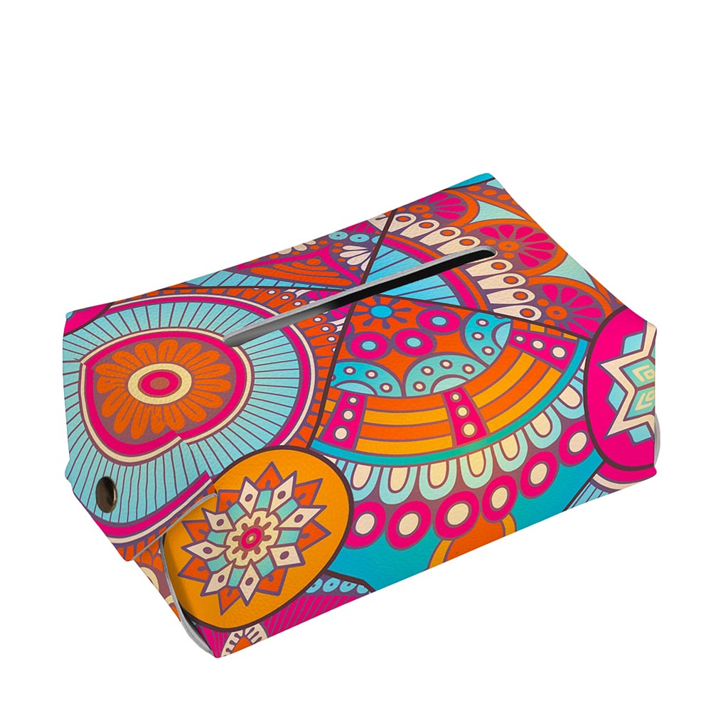 Retro Bohemian Mandala Pattern Print Rectangle Tissue Box Cover