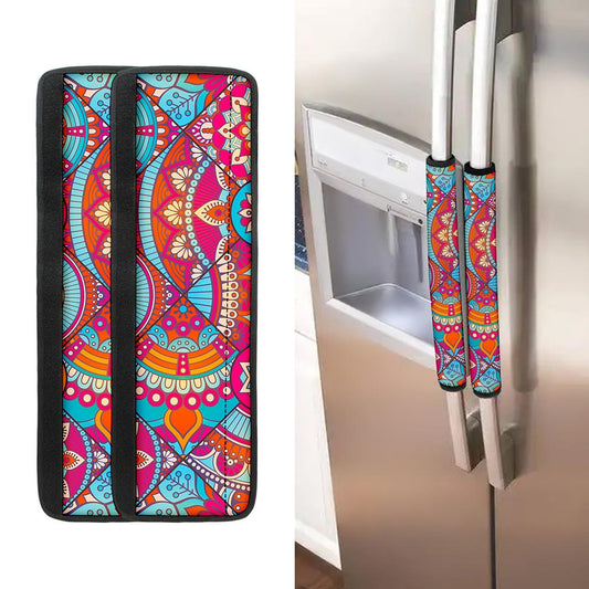Retro Bohemian Mandala Pattern Print Refrigerator Handle Covers