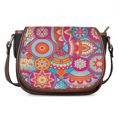 Retro Bohemian Mandala Pattern Print Saddle Bag